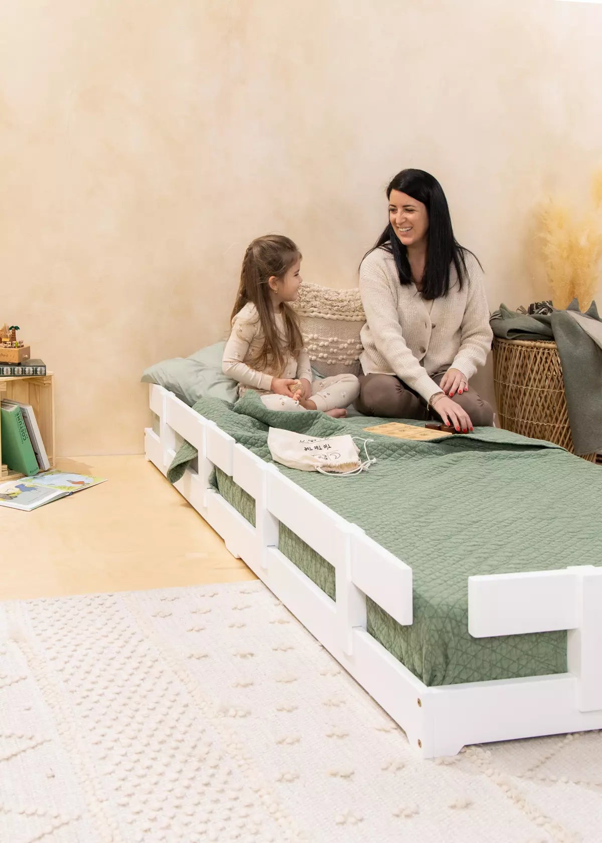 Barrière en bois pour base de lit - Format simple - Blanc