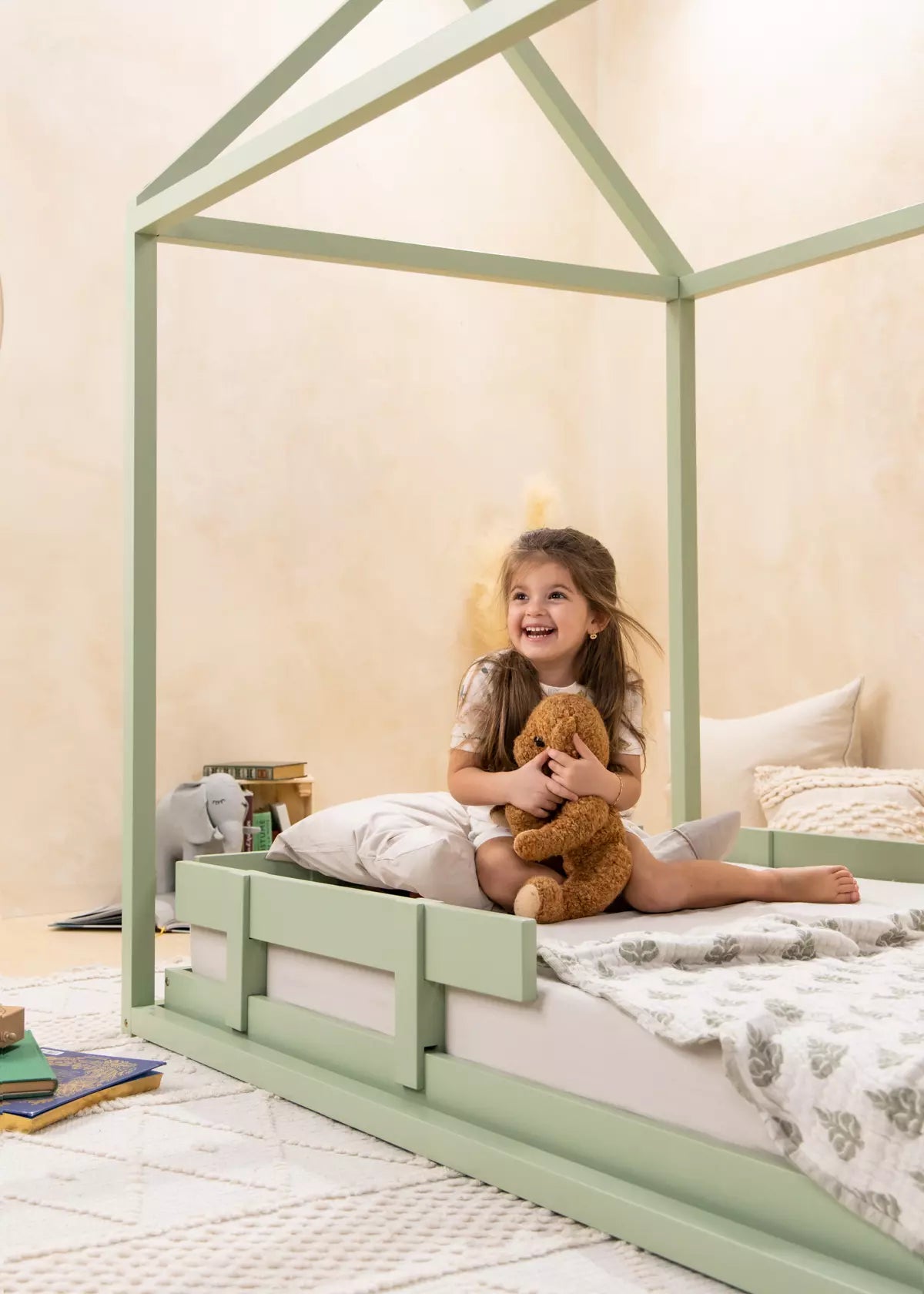 Image of Wooden Bed Frame Rail - Seafoam