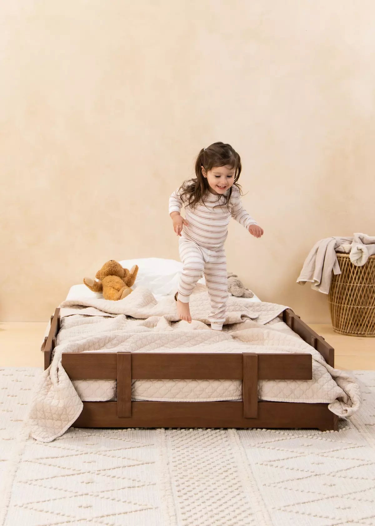 Image of Barrière en bois pour base de lit - Format simple - Noisette