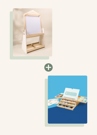 Wooden Art Easel & 90-Piece Artist Suitcase Bundle