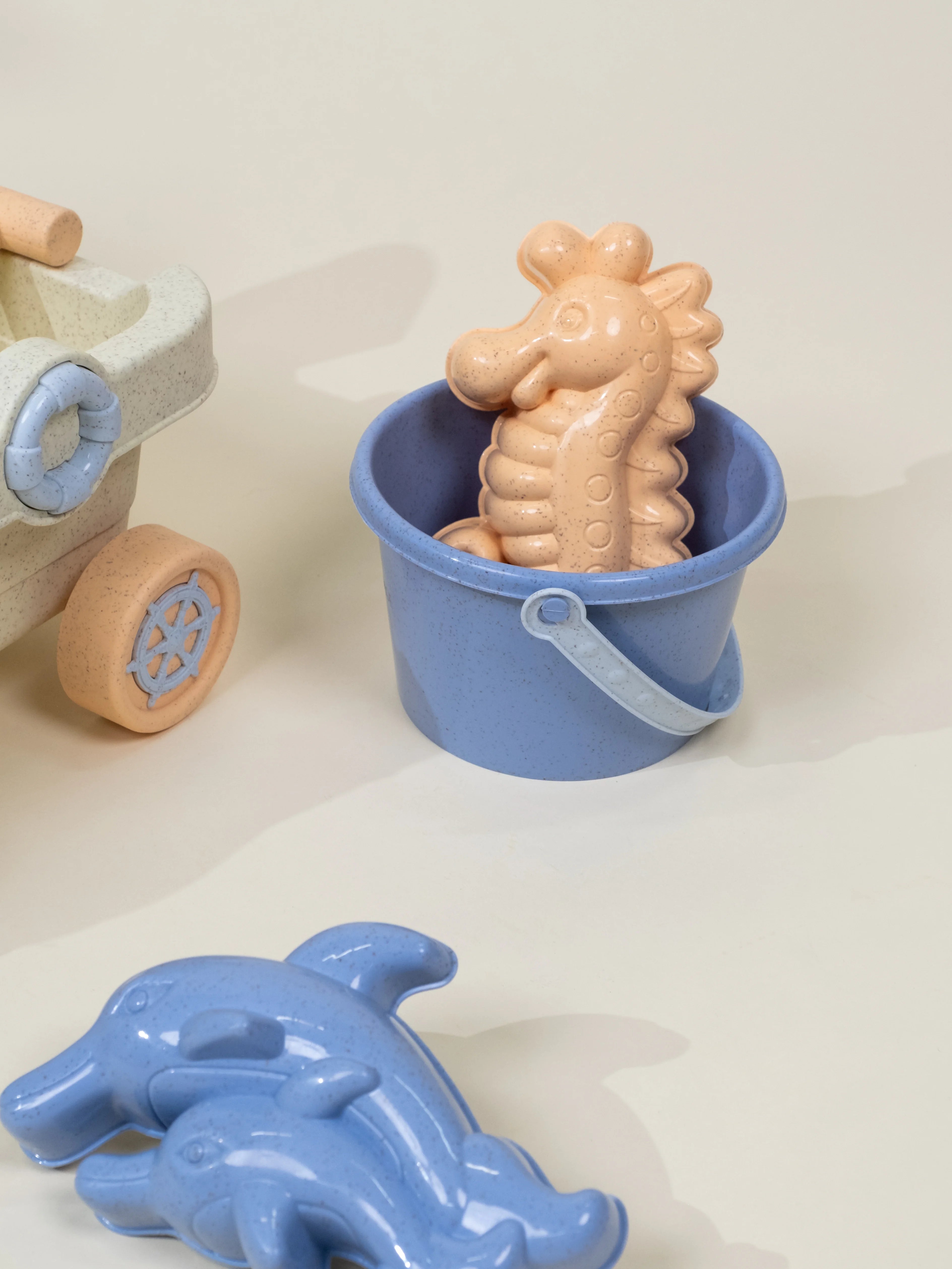 Image of Oversized 6-Piece Wheat Straw Sand Toy Set – Wagon & Accessories