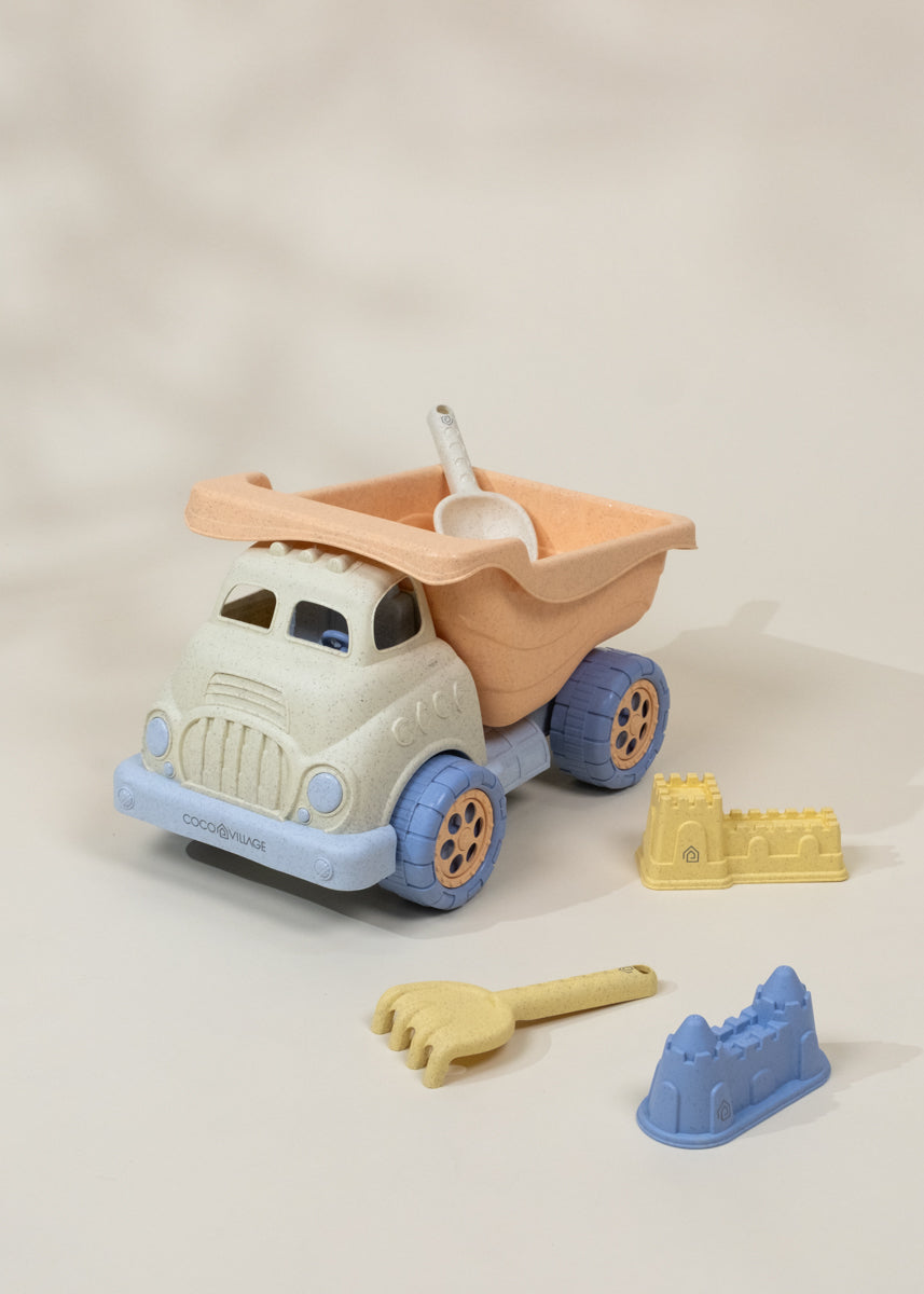 Ensemble de jouets de sable en paille de blé grand format 5 pièces – Camion benne et accessoires 