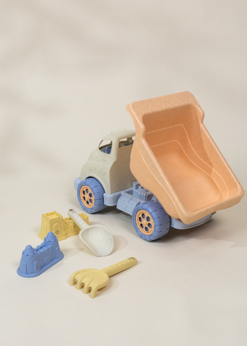 Ensemble de jouets de sable en paille de blé grand format 5 pièces – Camion benne et accessoires 