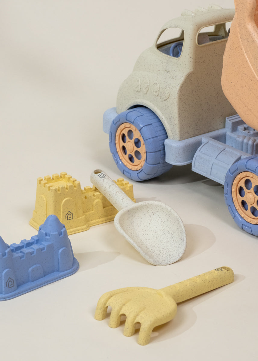 Ensemble de jouets de sable en paille de blé grand format 5 pièces – Camion benne et accessoires 