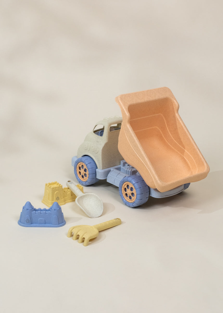 Ensemble de jouets de sable en paille de blé grand format 5 pièces – Camion benne et accessoires 