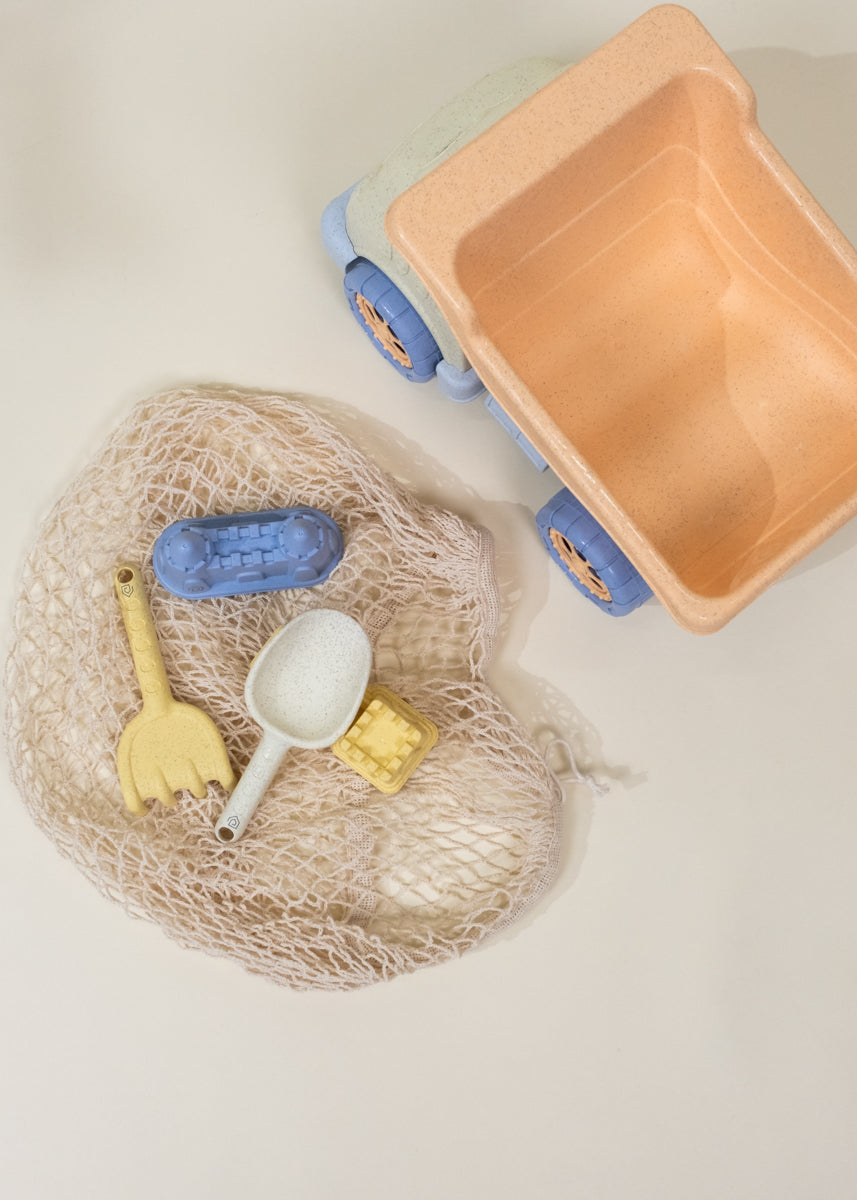 Ensemble de jouets de sable en paille de blé grand format 5 pièces – Camion benne et accessoires 