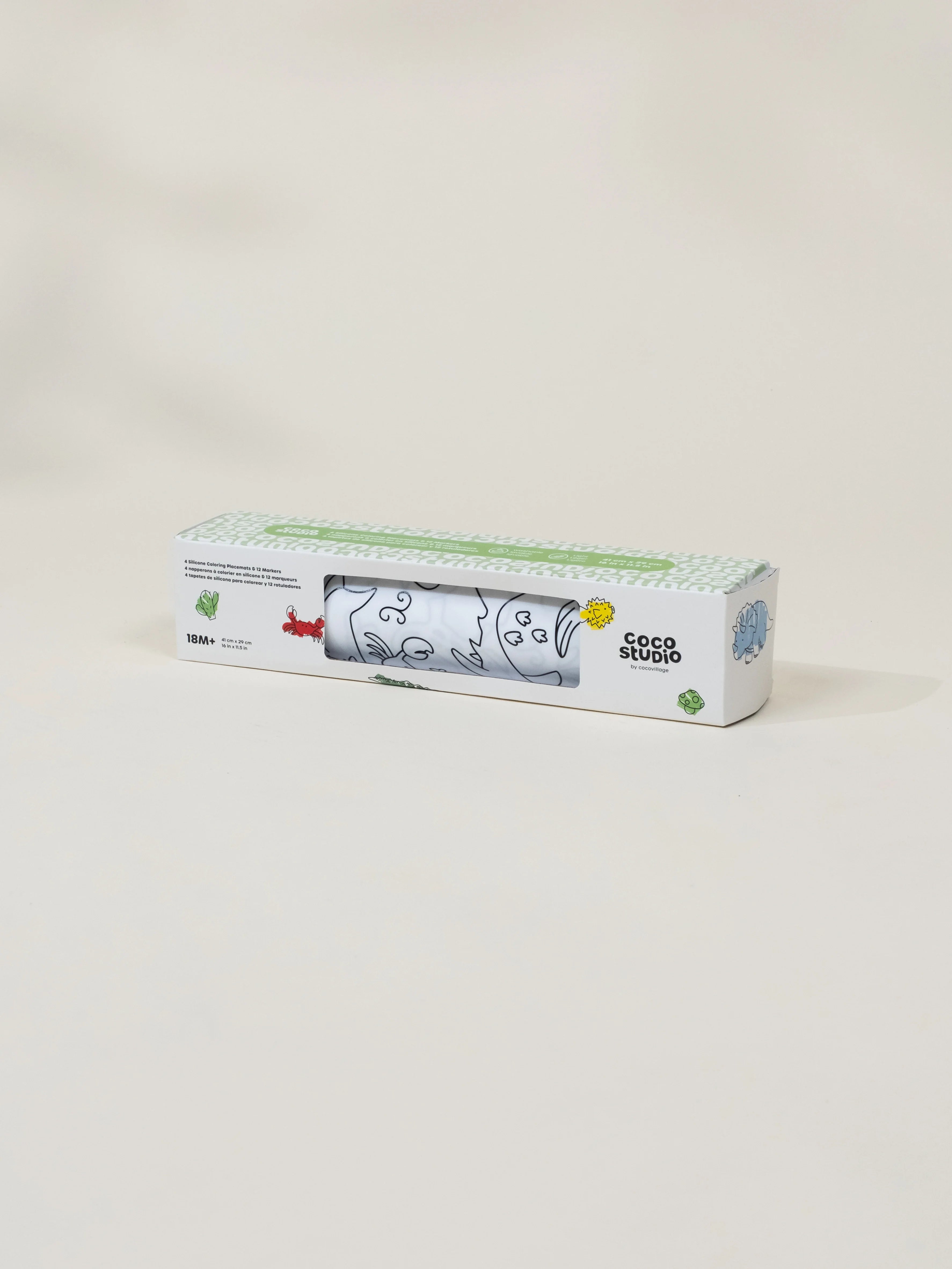 Image of Set of 4 Silicone Washable Coloring Placemats & Markers