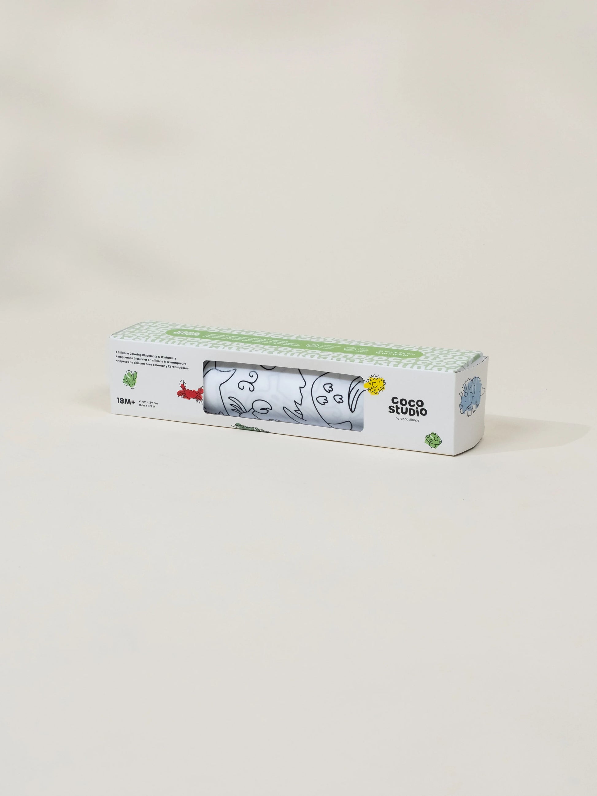 Set of 4 Silicone Washable Coloring Placemats & Markers