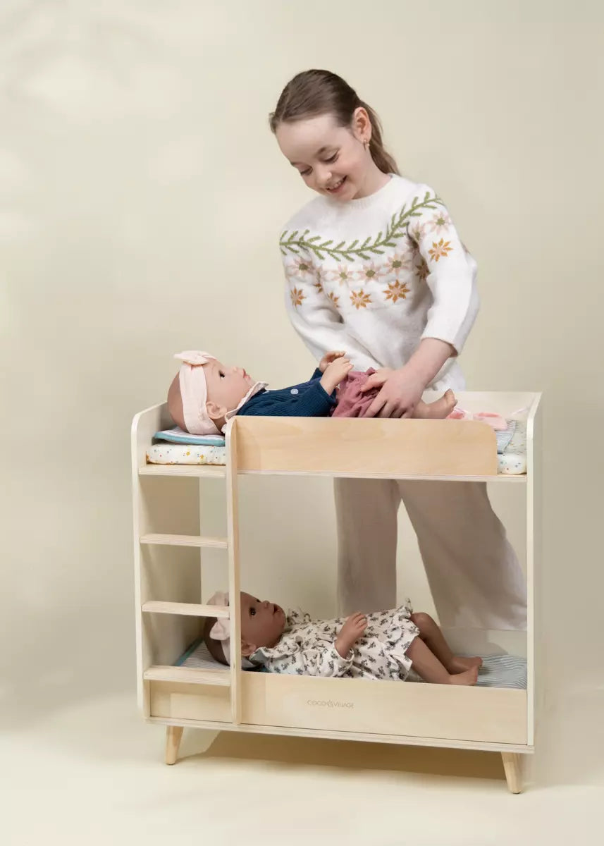 Image of Lit superposé en bois pour poupées