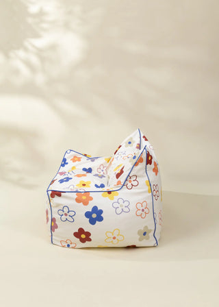 Fauteuil poire pour enfants en cuir végétalien - Fleurs Pop