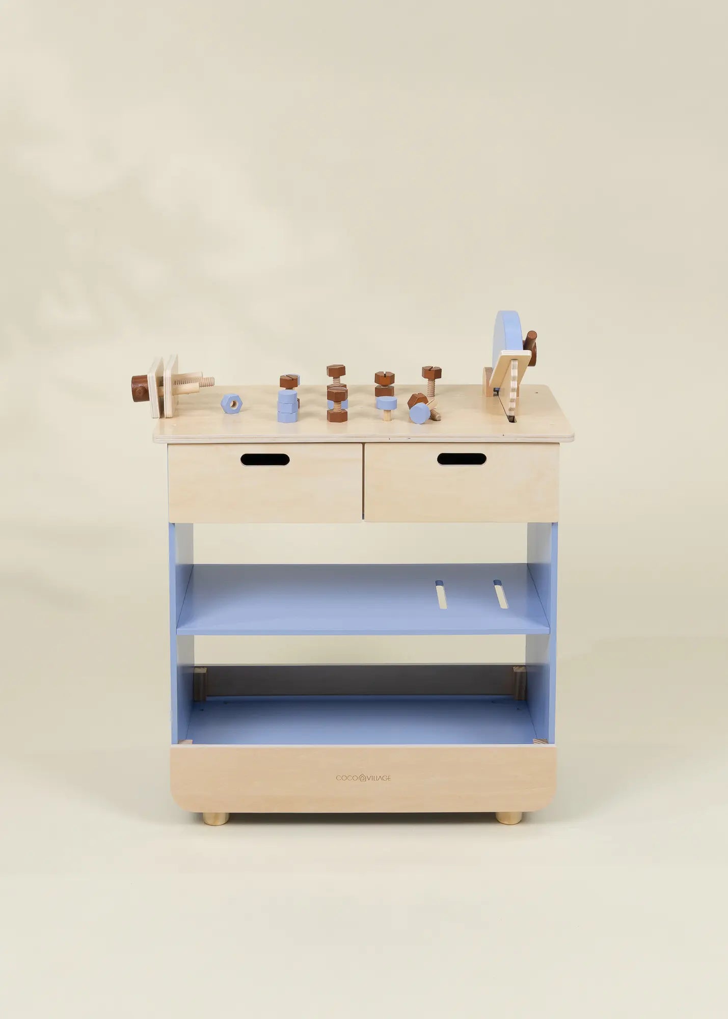 Wooden Play Construction Workbench with Miter Saw
