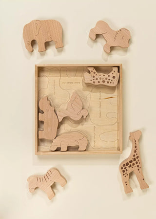 Casse-tête empilable en bois - Safari - 8 pièces