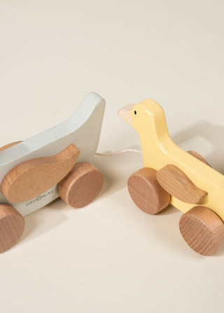 Famille de canards à promener en bois