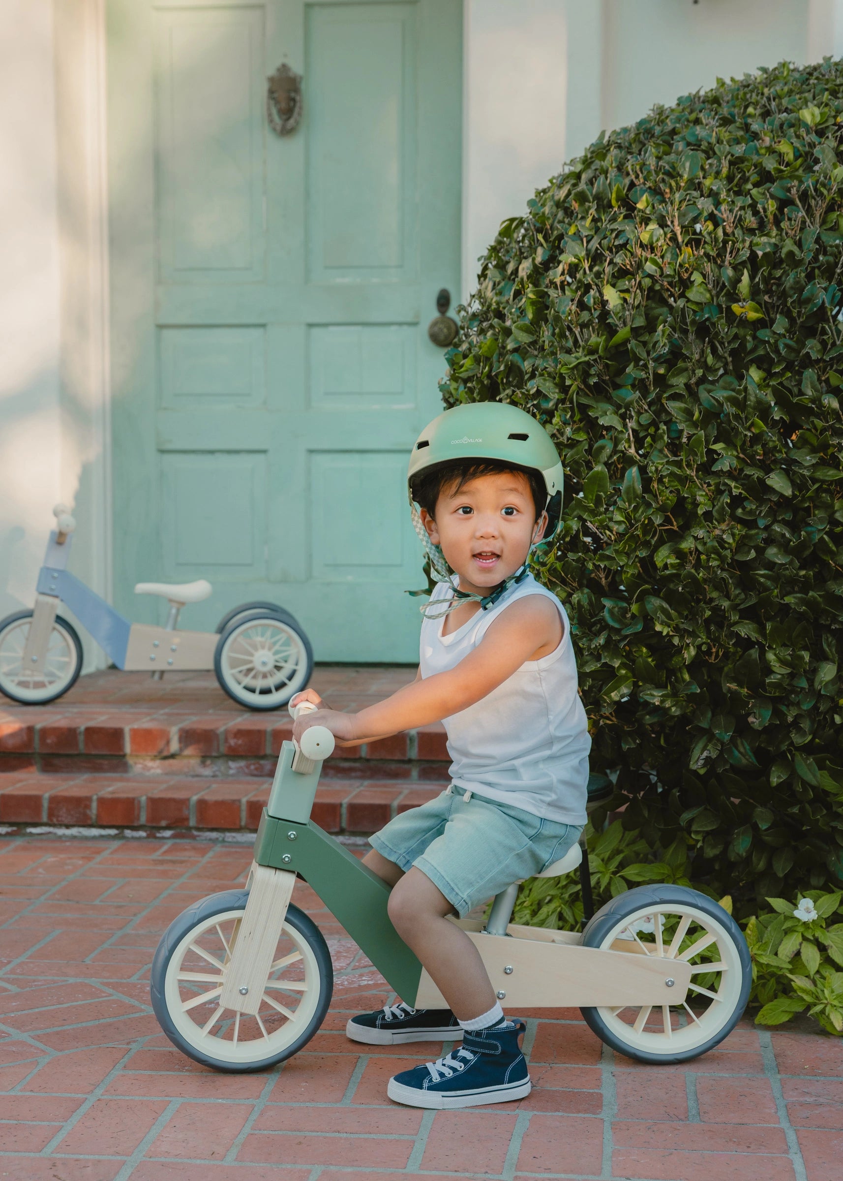 Evolutive Wooden Balance Bike - 3 in 1 - Seafoam