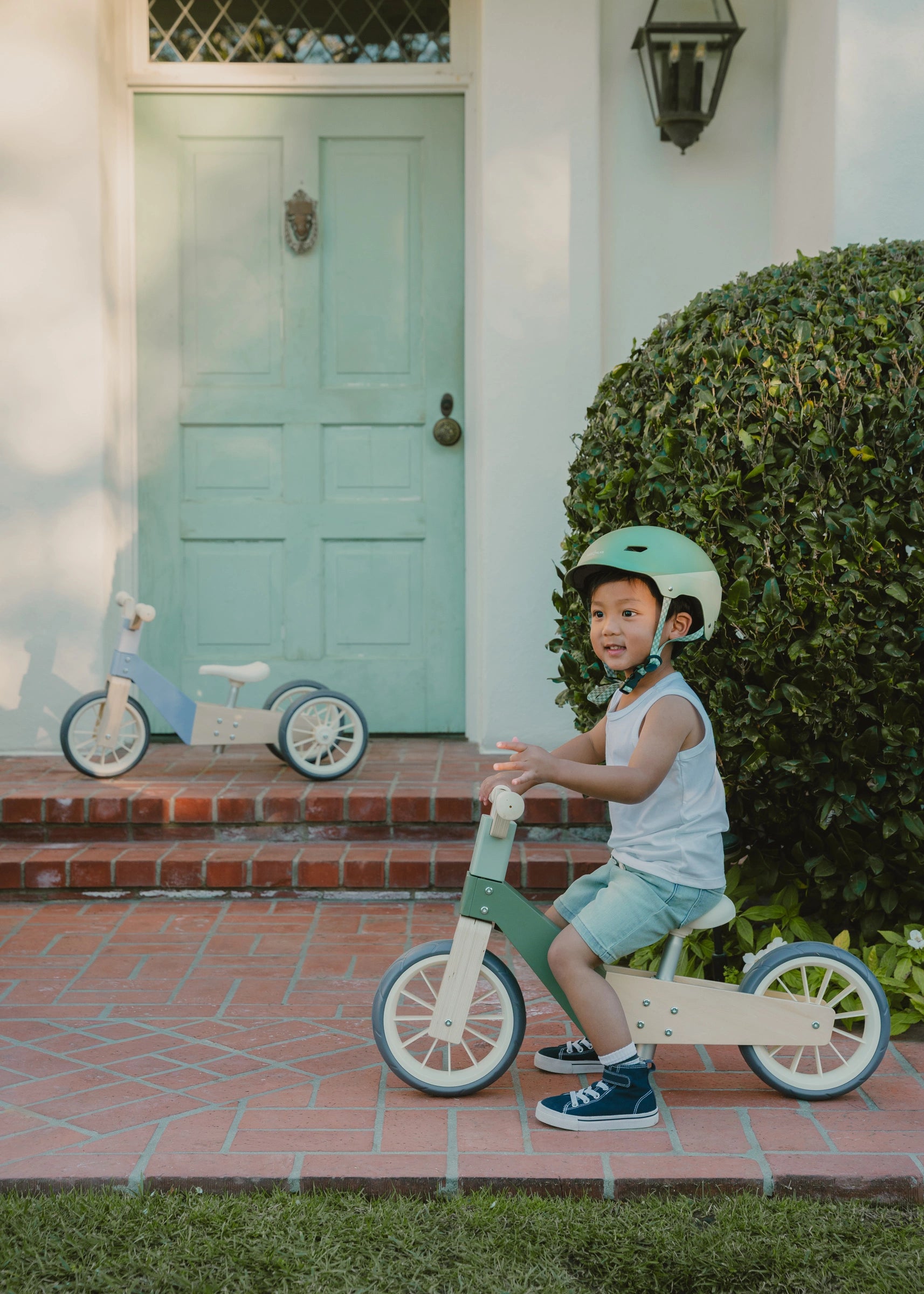 Image of Evolutive Wooden Balance Bike - 3 in 1 - Seafoam