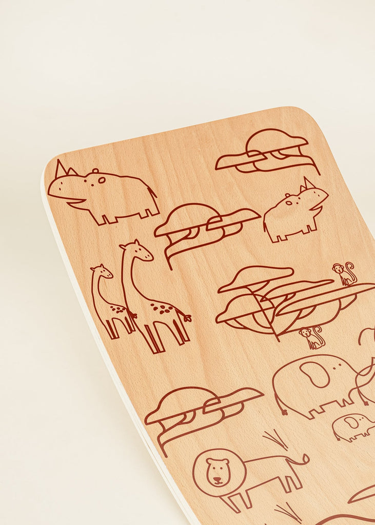 Wooden Wobble Balance Board for Kids - Safari