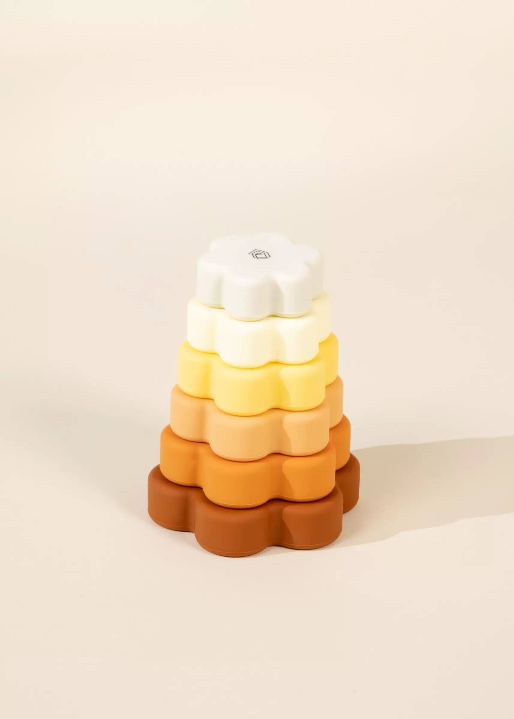 Image of Six Silicone Stackable Flowers - Baby Toys - Orange, Yellow and White - Safe - Bath Toys - Chewable - Safe Play - Coco Village