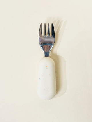 Ensemble fourchette et cuillère pour enfant en silicone – Collection Pottery 