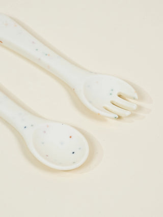 Ensemble Fourchette et Cuillère pour Bébé en Silicone – Collection Pottery 