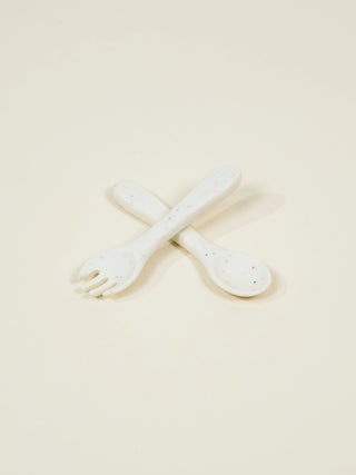 Ensemble Fourchette et Cuillère pour Bébé en Silicone – Collection Pottery 