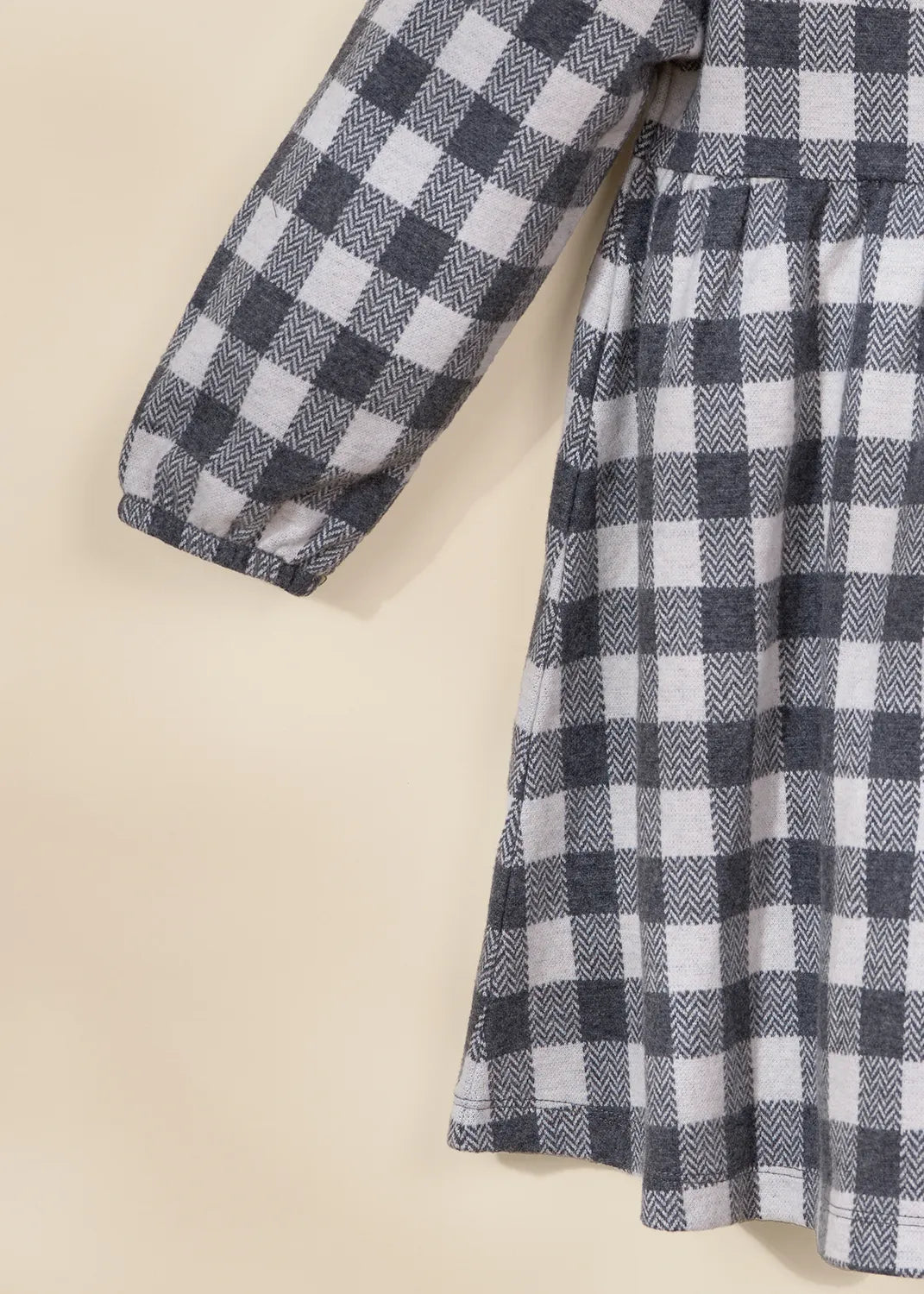 Image of Knit Plaid Dress Anthracite Gingham 9-12m