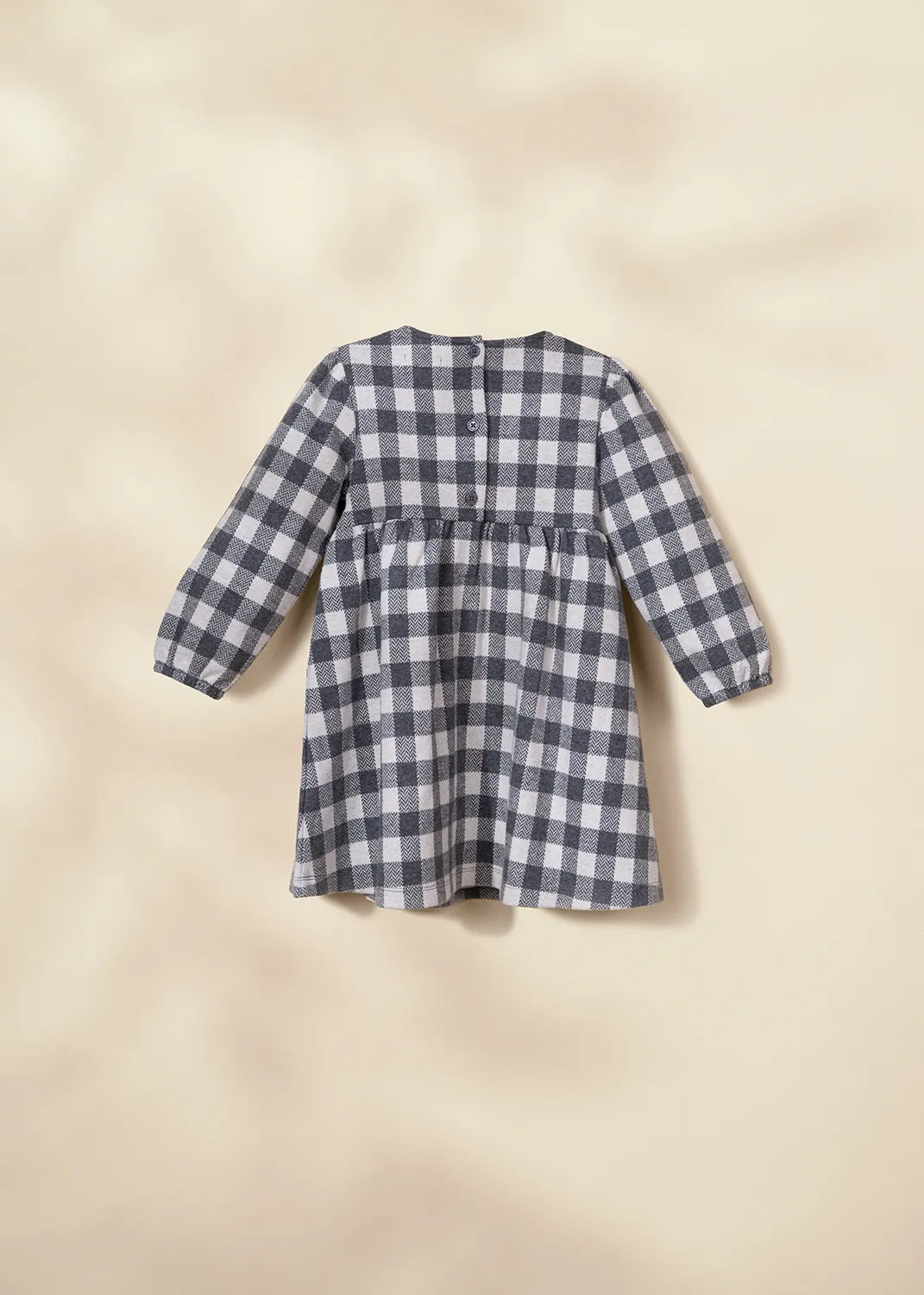 Image of Knit Plaid Dress Anthracite Gingham 9-12m