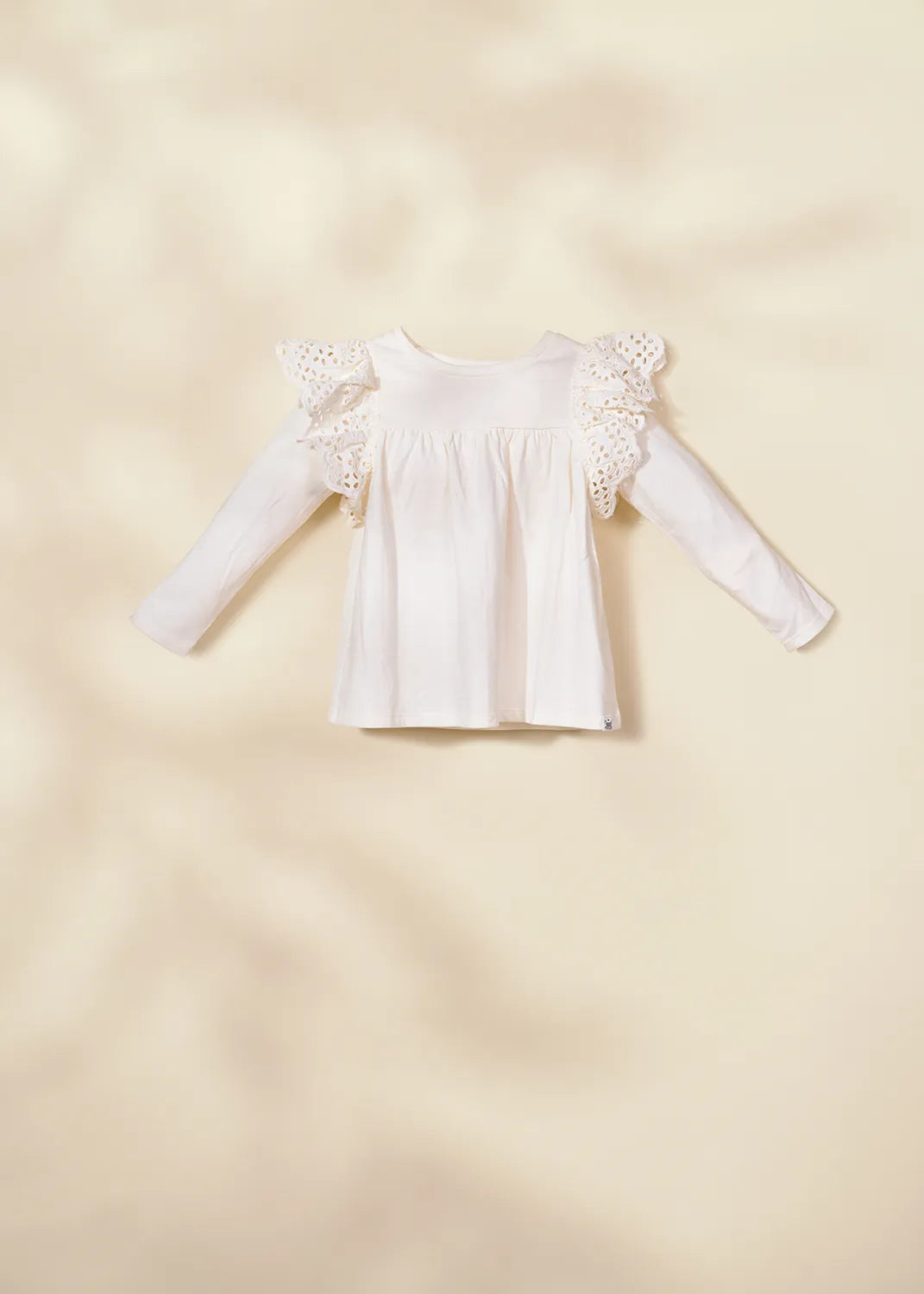 Image of Ruffle Shoulder Tee Black 9-12m