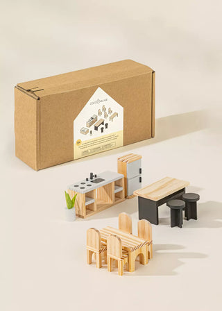 Meubles et accessoires de cuisine pour maison de poupée (11 pièces)