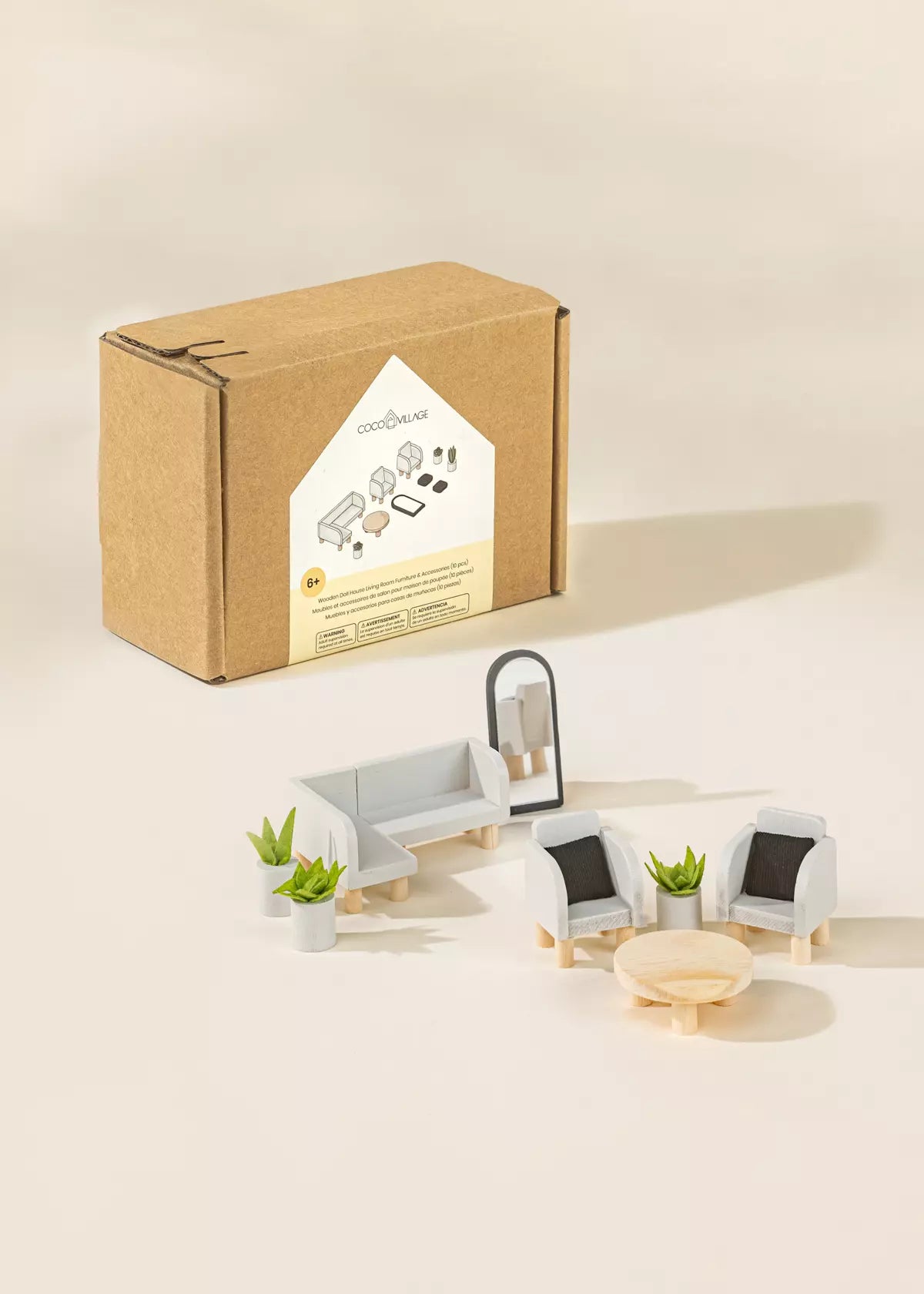 Image of Meubles et accessoires de salon pour maison de poupée (10 pièces)