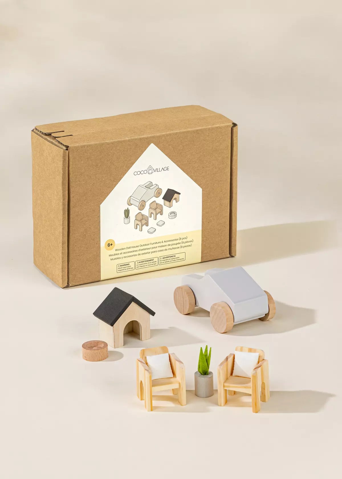 Image of Meubles et accessoires d'extérieur pour maison de poupée (8 pièces)