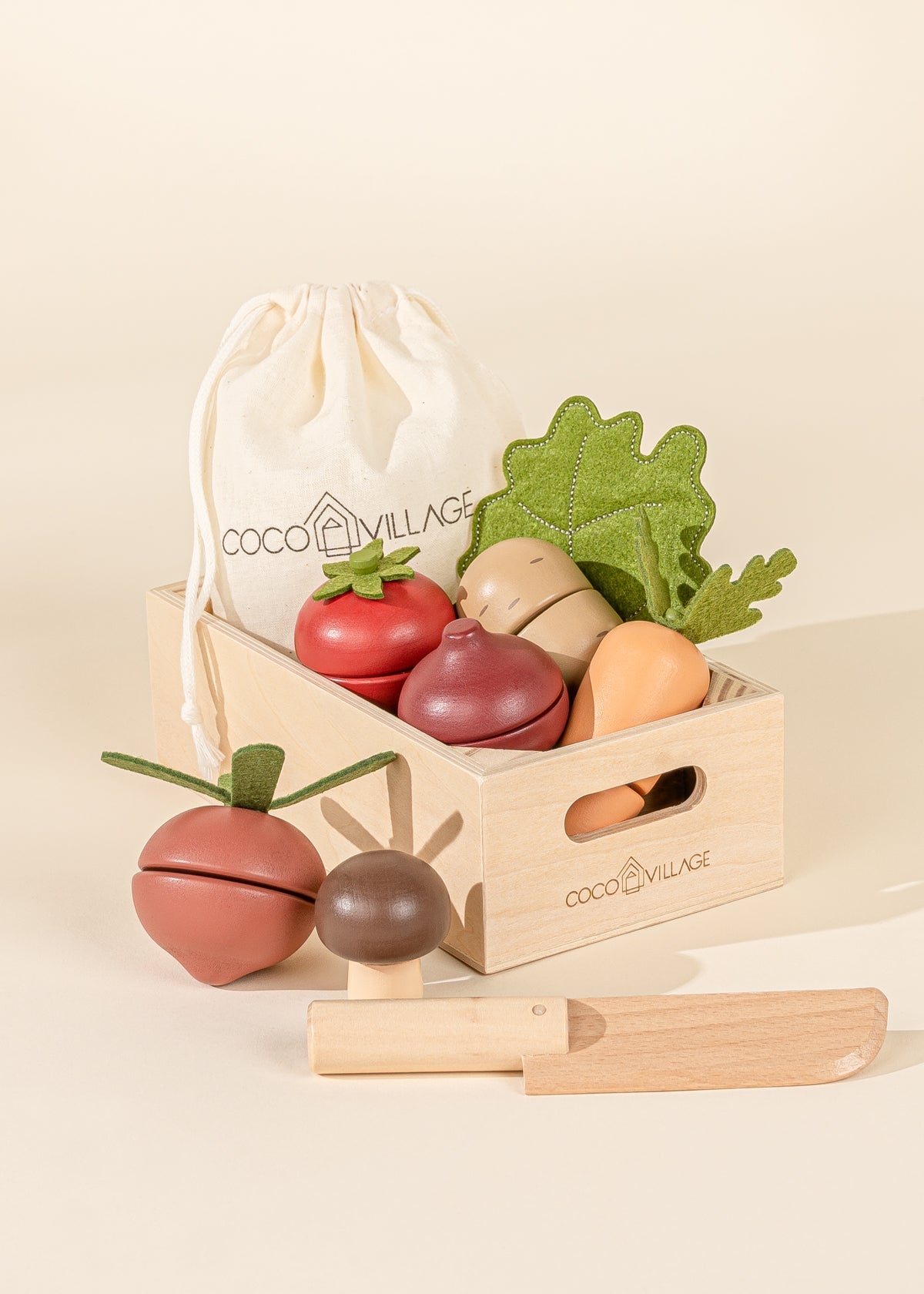 Image of Wooden Vegetables Playset - Toy Food