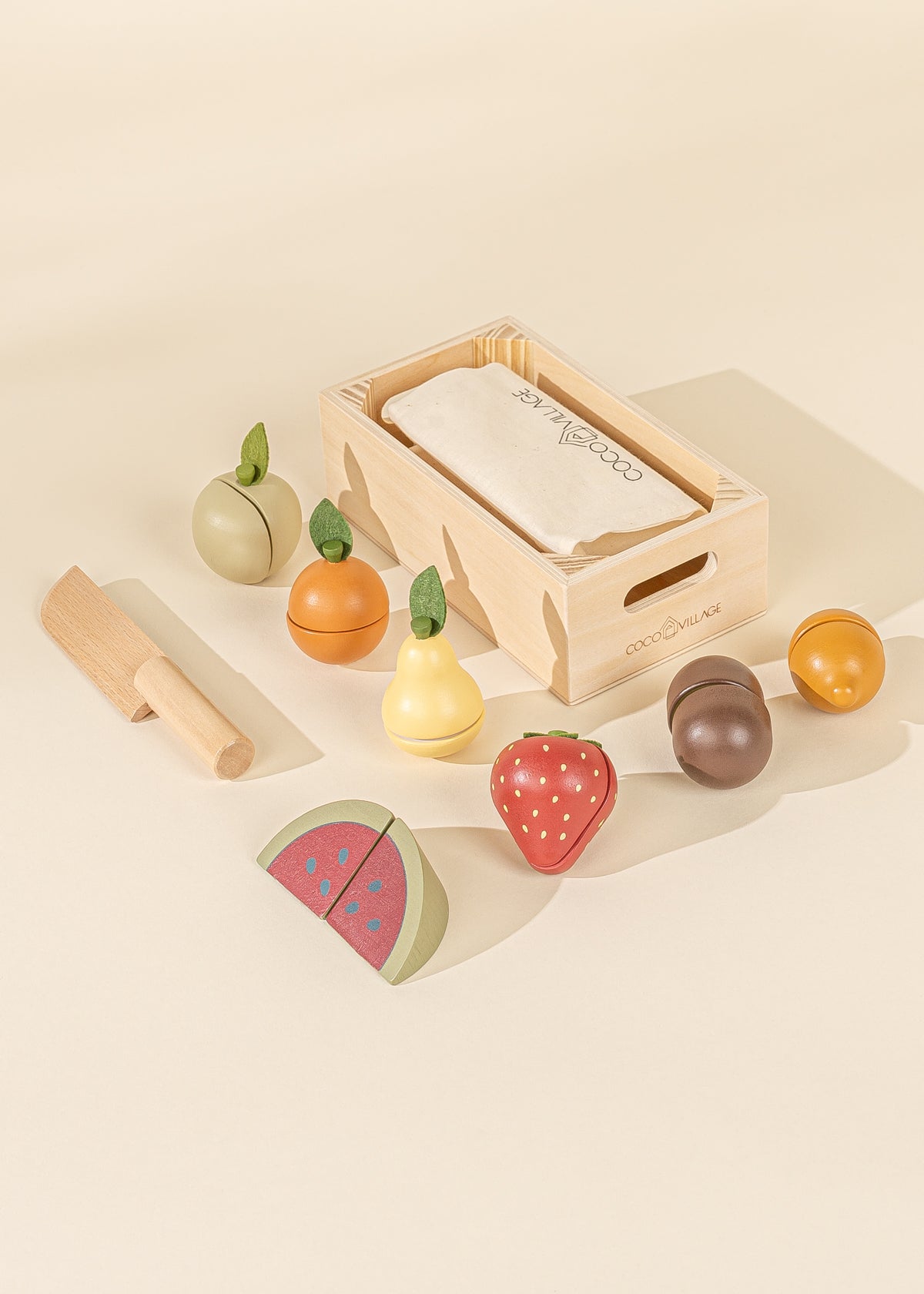 Image of Wooden Fruits Play Set - Toy Food - Pretend Play