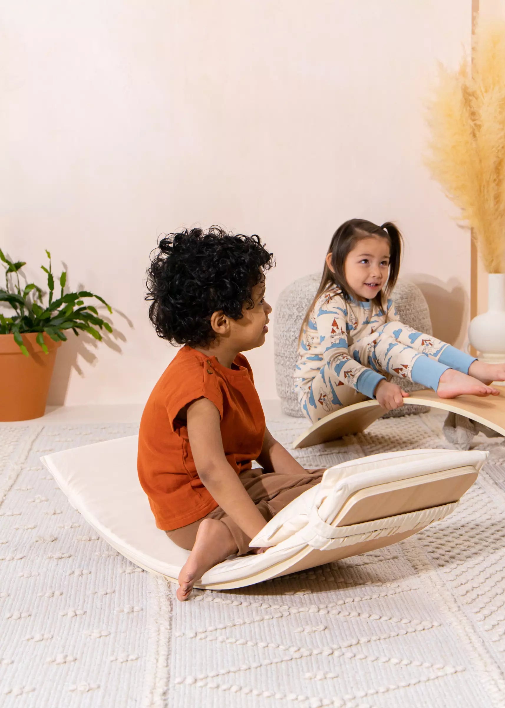 Image of Matelas avec coussin en coton et lin pour planche d'équilibre