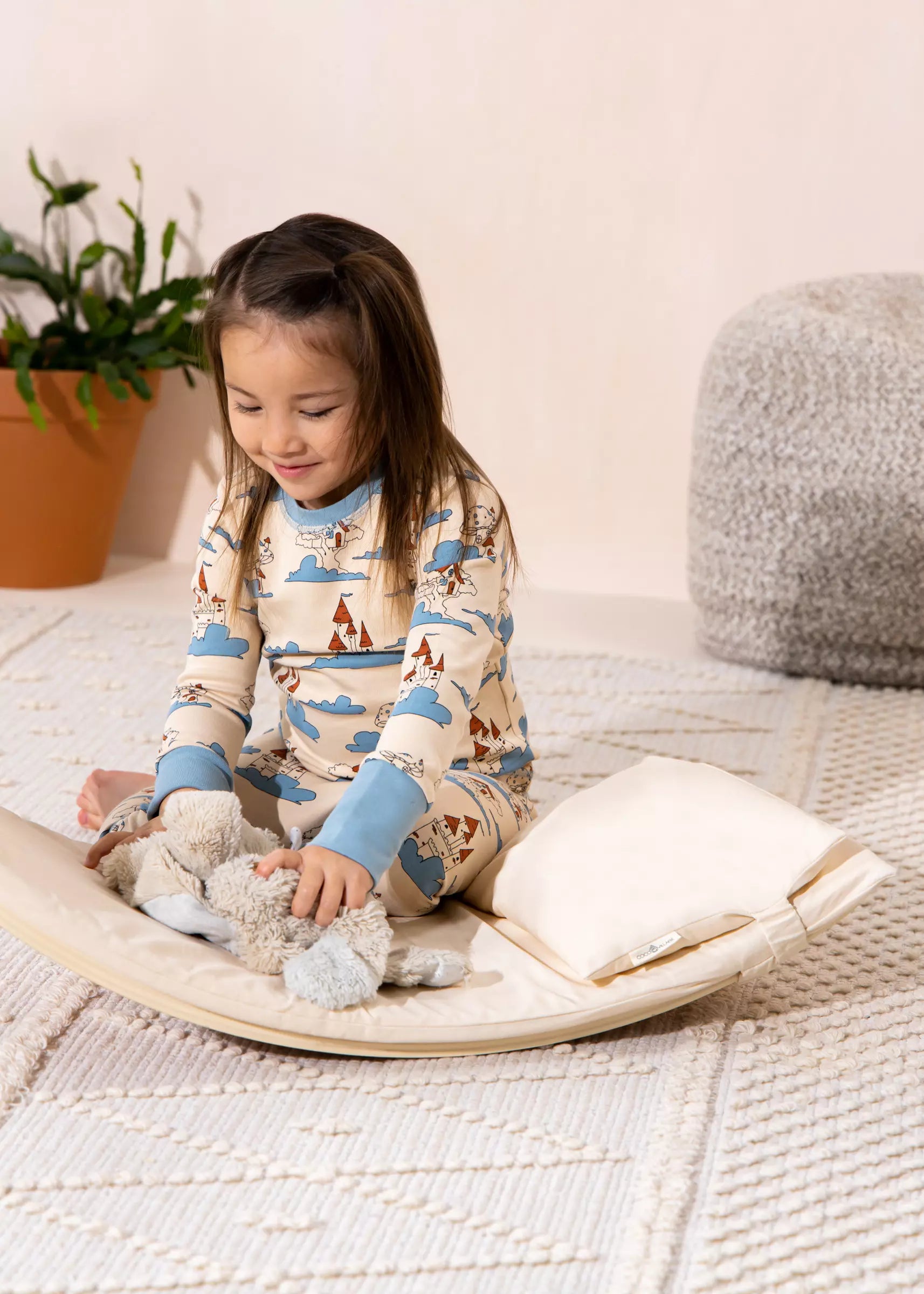 Image of Matelas avec coussin en coton et lin pour planche d'équilibre