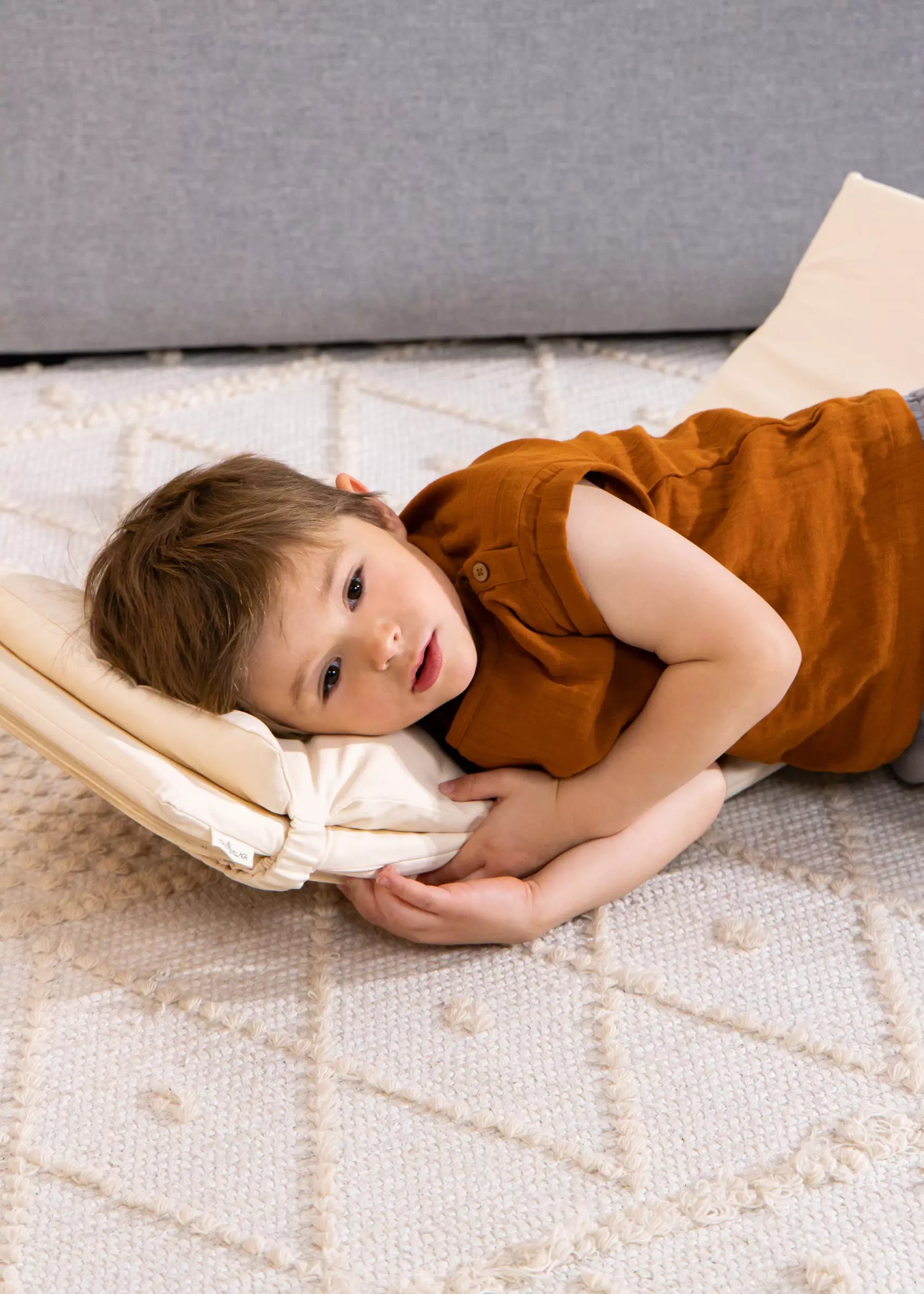 Image of Matelas avec coussin en coton et lin pour planche d'équilibre