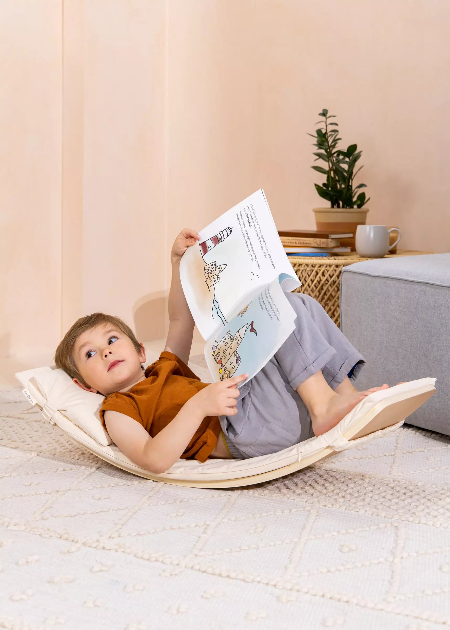 Image of Matelas avec coussin en coton et lin pour planche d'équilibre