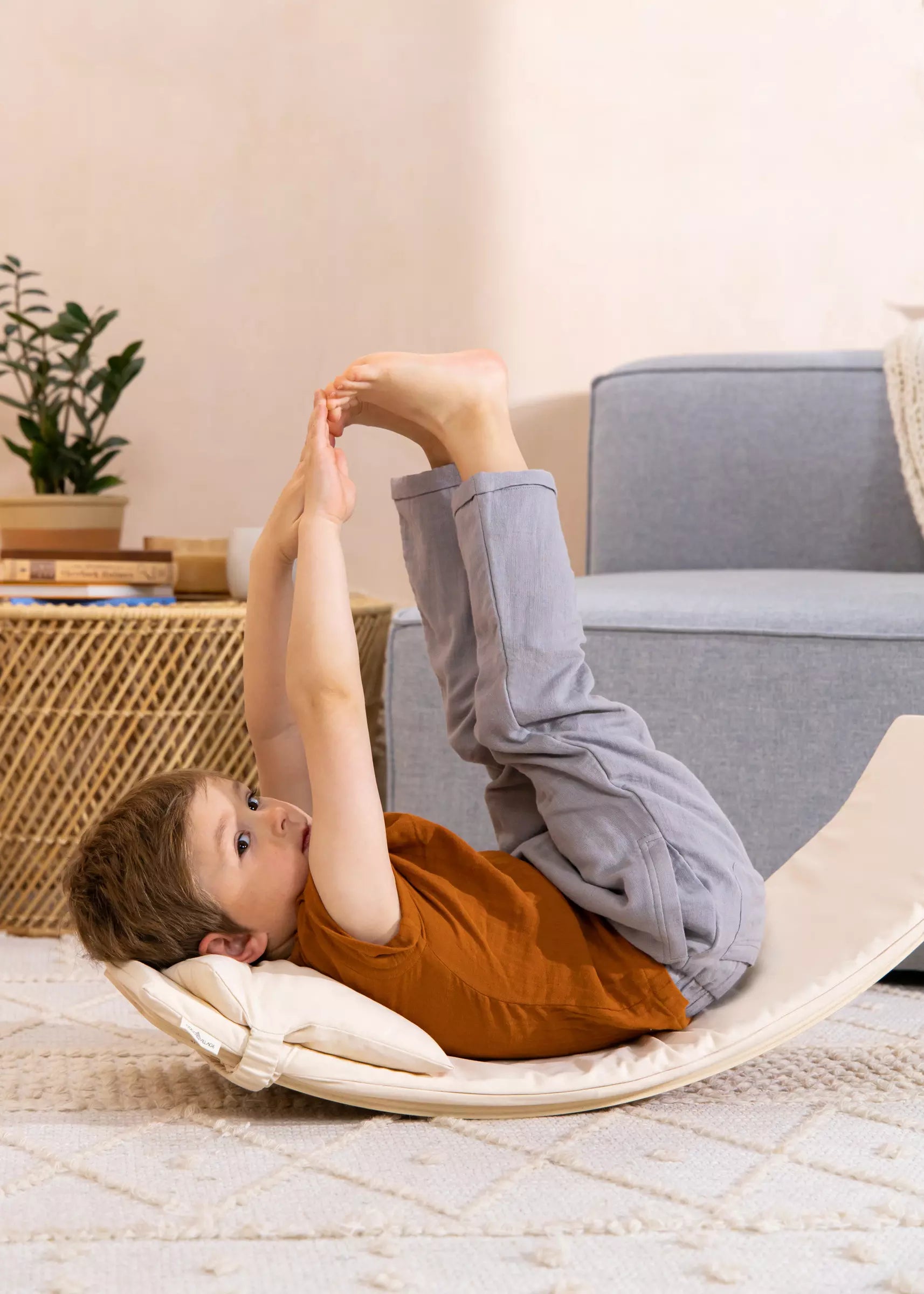 Image of Matelas avec coussin en coton et lin pour planche d'équilibre