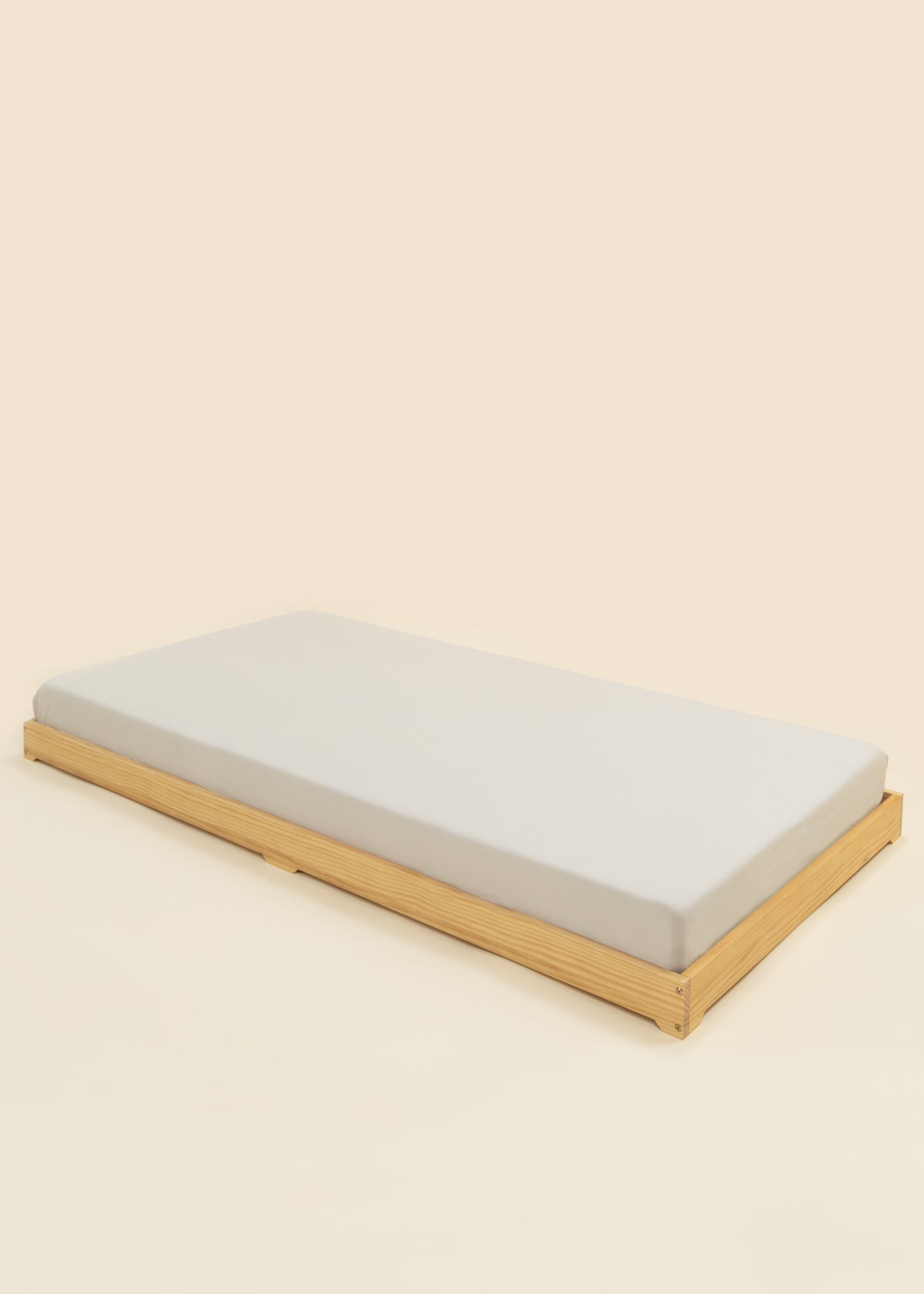 Image of Base de lit en bois - Format simple - Bois naturel