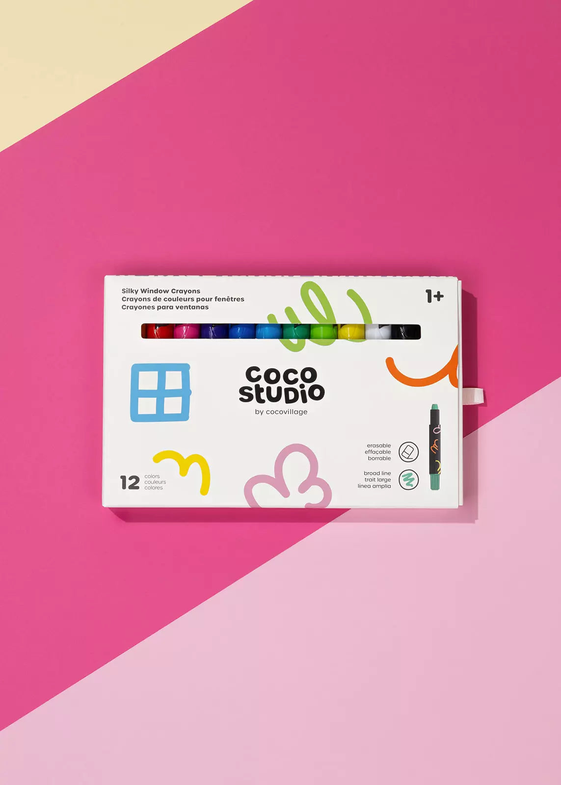 Erasable Silky Window Crayons - 12 colors