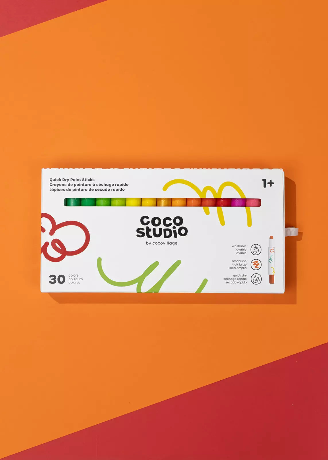 Quick Dry Paint Sticks Set - 30 colors