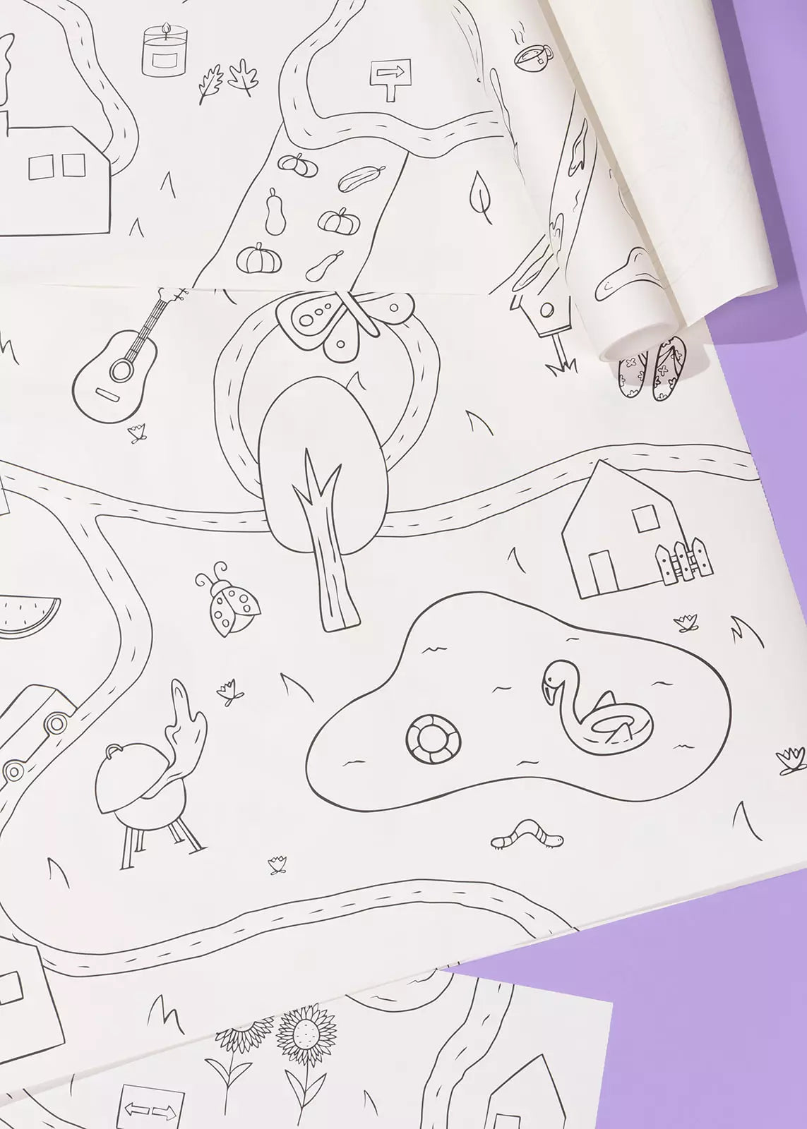 Detachable Seasons Sticky Coloring Poster Roll - 6 sheets