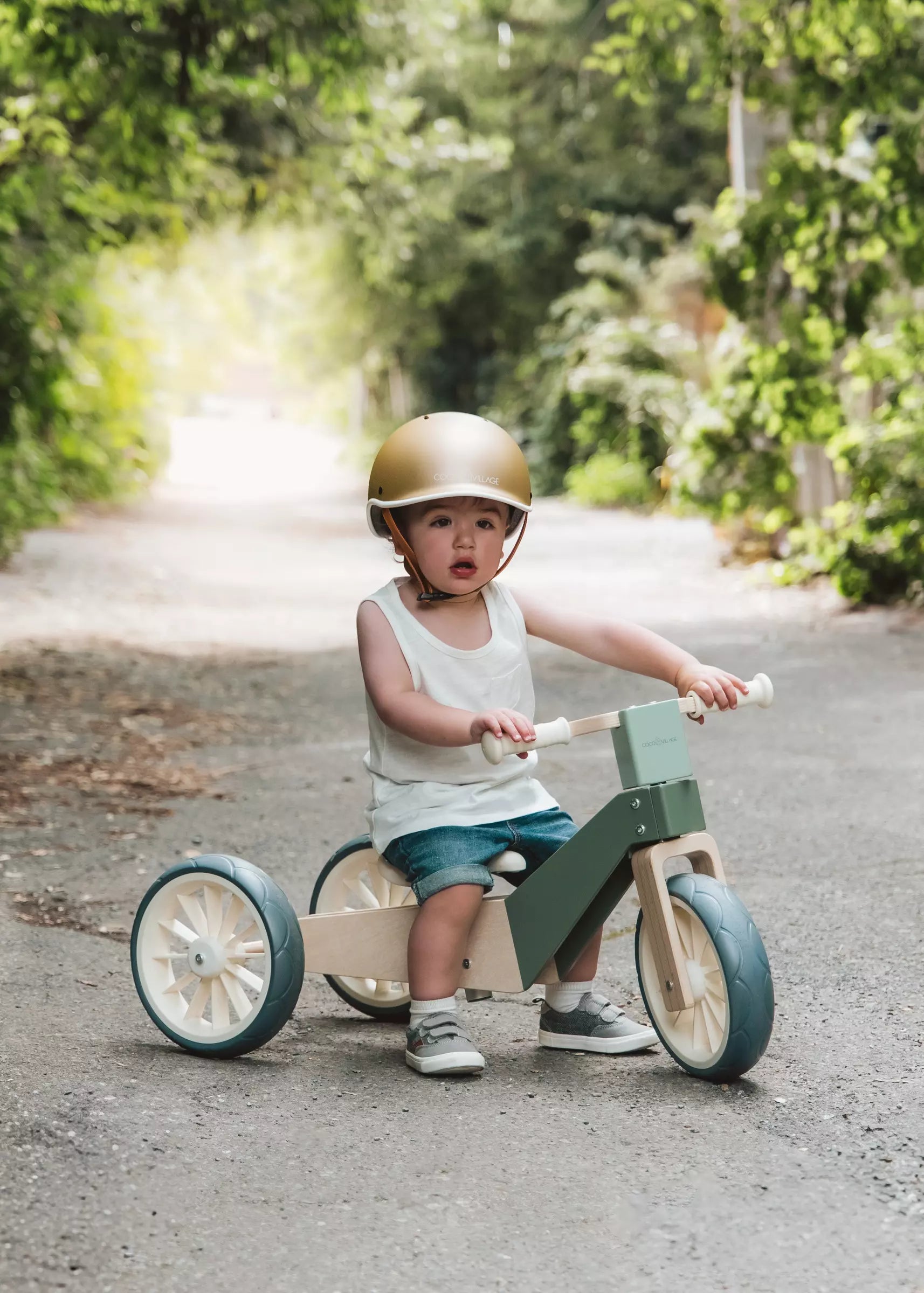 Image of Wooden Balance Bike 3-in-1 - Seafoam