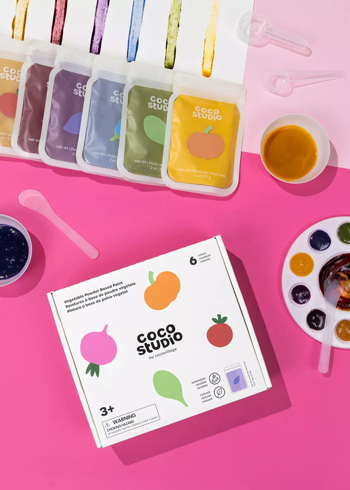 Image of Vegetable Powder Based Paint Set - 6 Colors