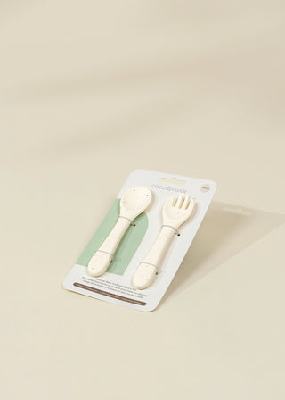 Ensemble Fourchette et Cuillère pour Bébé en Silicone – Collection Pottery 