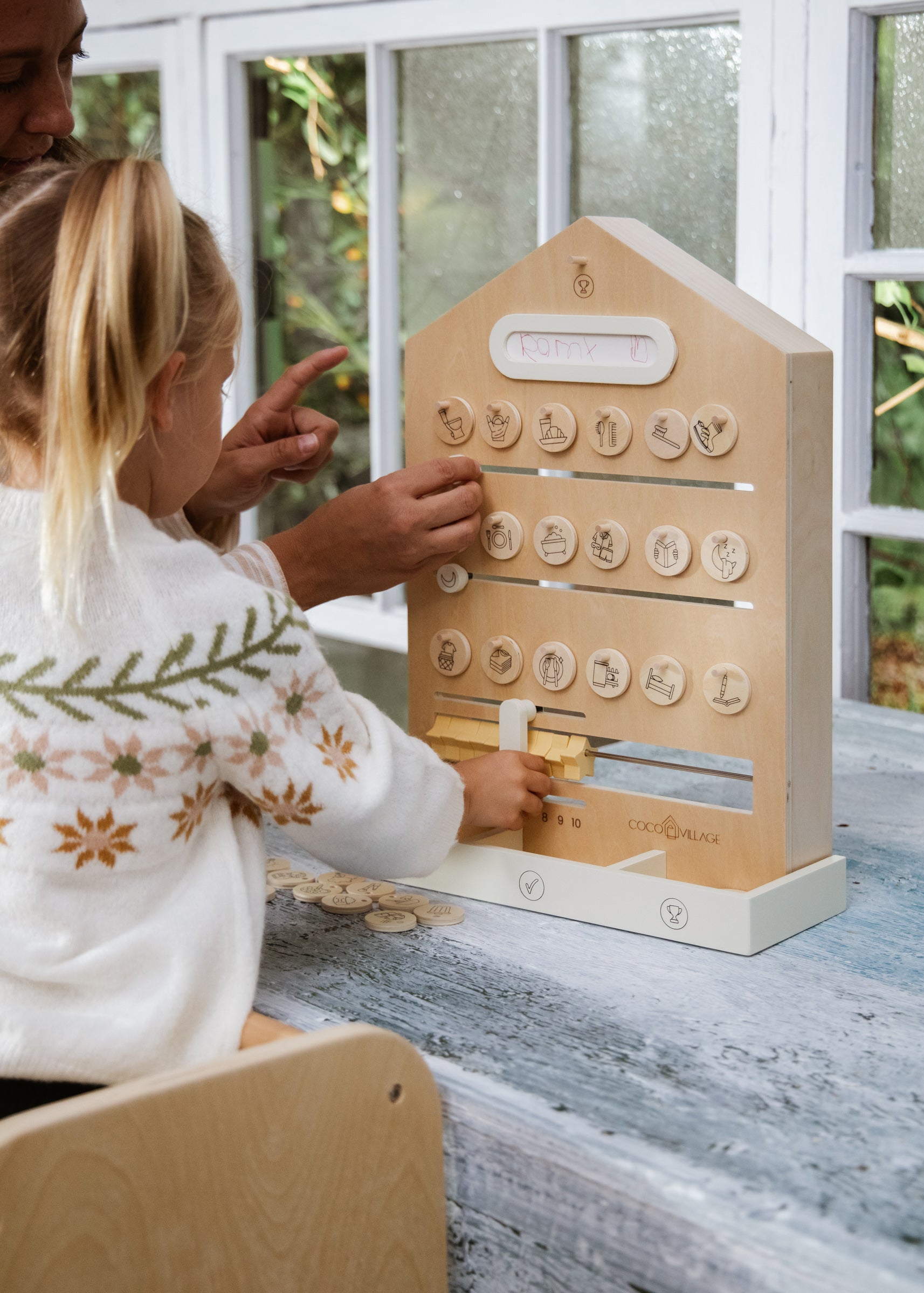 Image of Wooden Routine, Tasks & Rewards Board