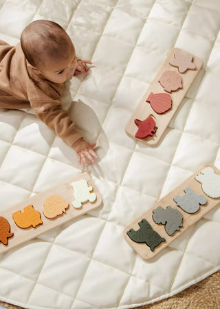 Silicone Puzzle on Wooden Plate - Jungle