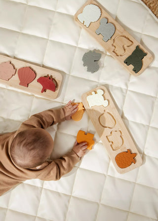 Silicone Puzzle on Wooden Plate - Jungle