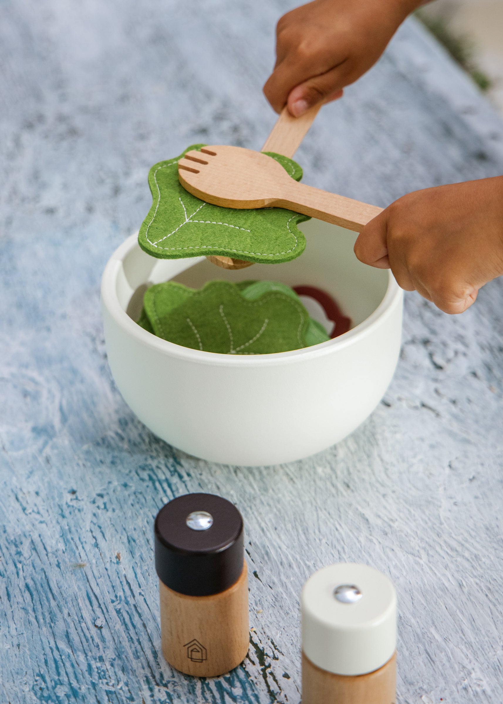 Image of Wooden Salad Playset