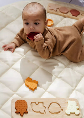Silicone Puzzle on Wooden Plate - Jungle