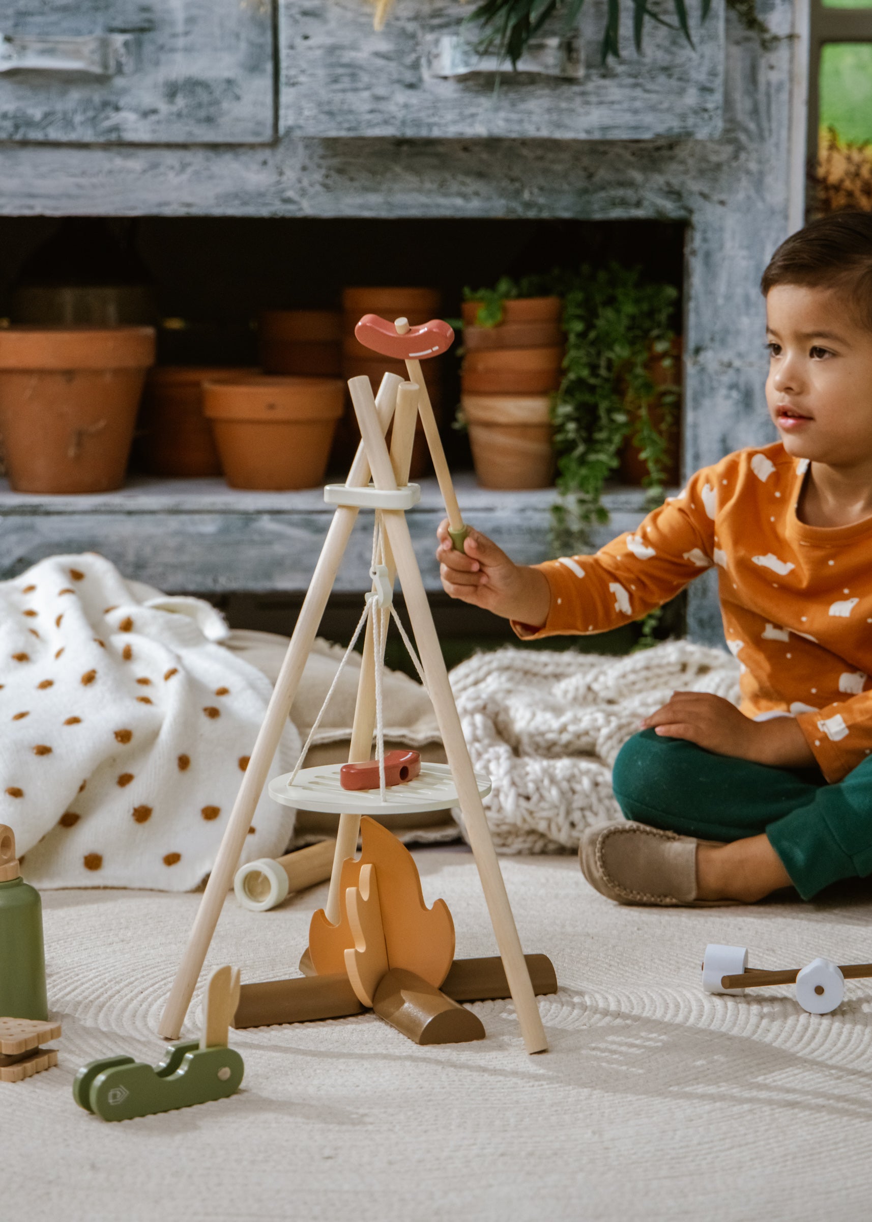 Image of Ensemble de jeu de camping en bois